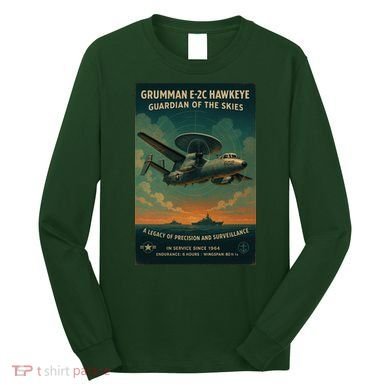 Grumman E-2C Hawkeye Vintage Naval Surveillance Legend  Long Sleeve Shirt