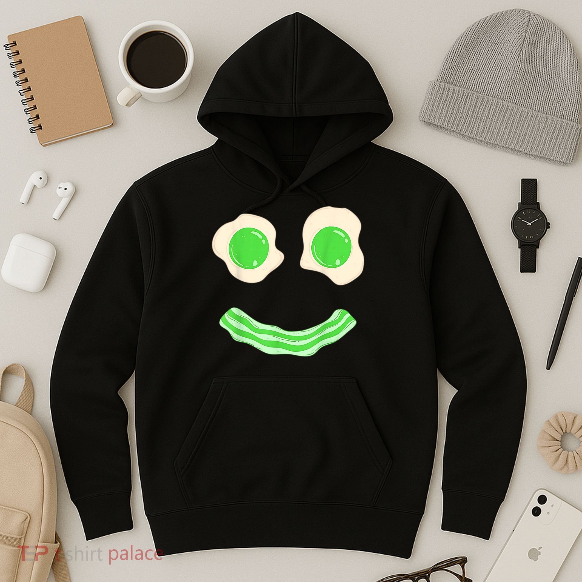 Green Eggs Ham Smile Face St Patrick's Day Hoodie