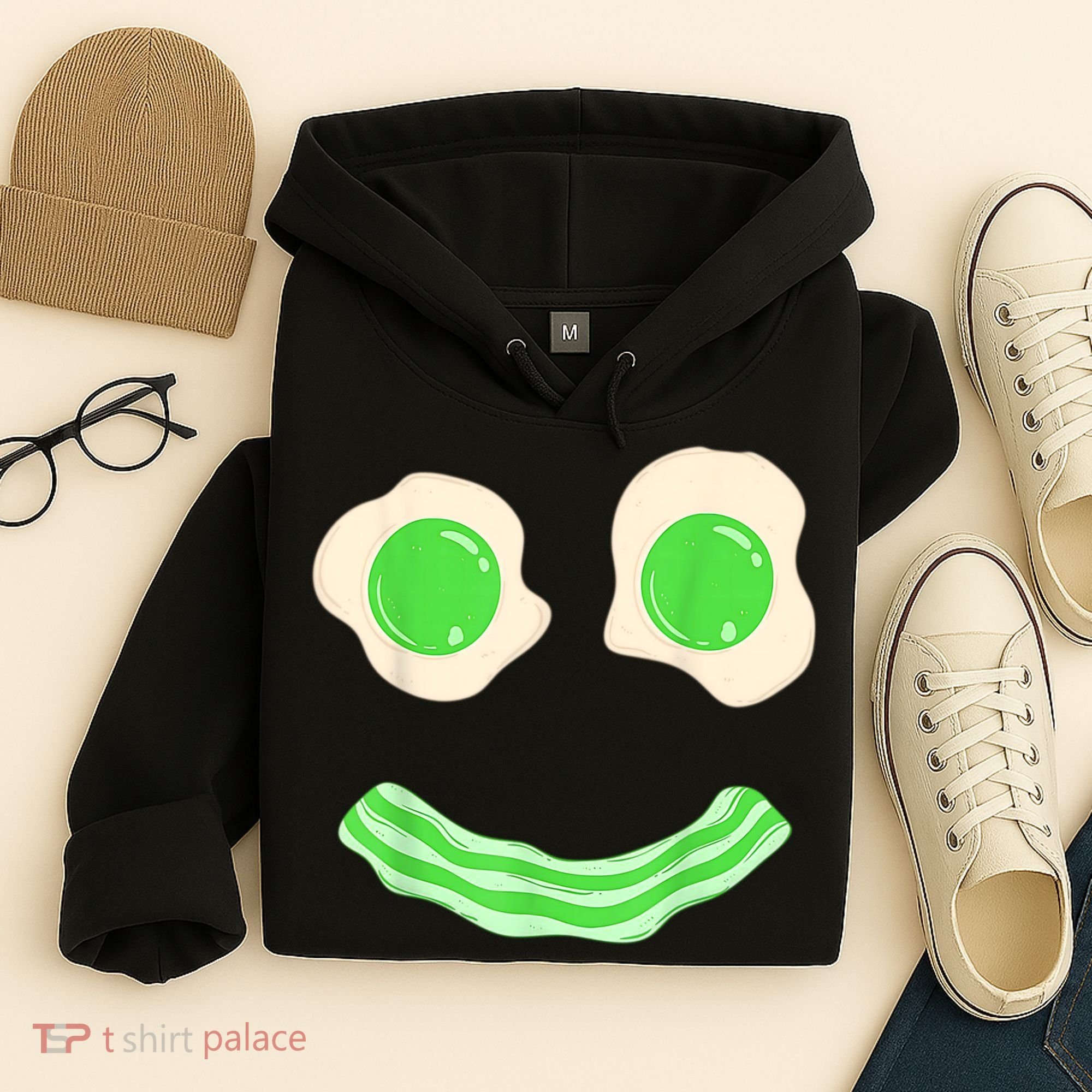 Green Eggs Ham Smile Face St Patrick's Day Hoodie