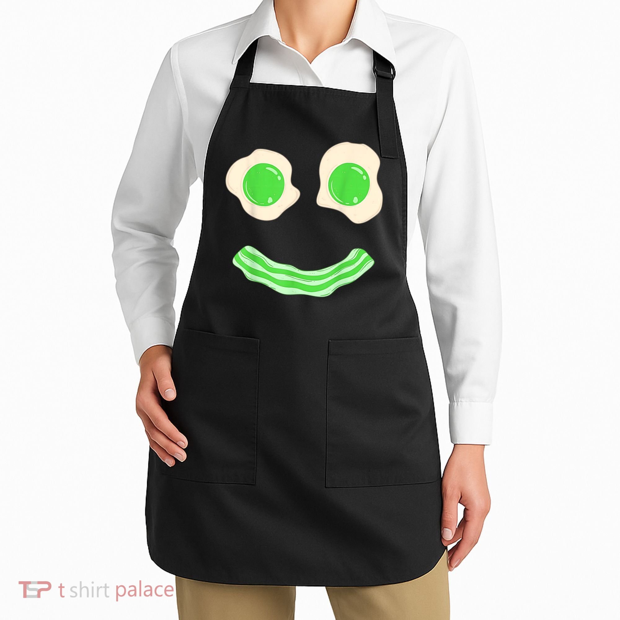 Green Eggs Ham Smile Face St Patrick's Day Apron