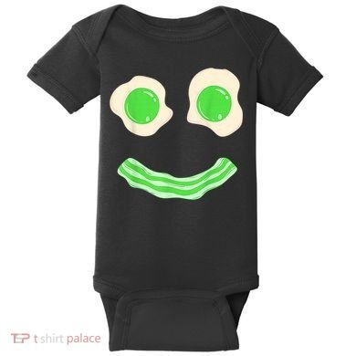 Green Eggs Ham Smile Face St Patrick's Day Baby Bodysuit
