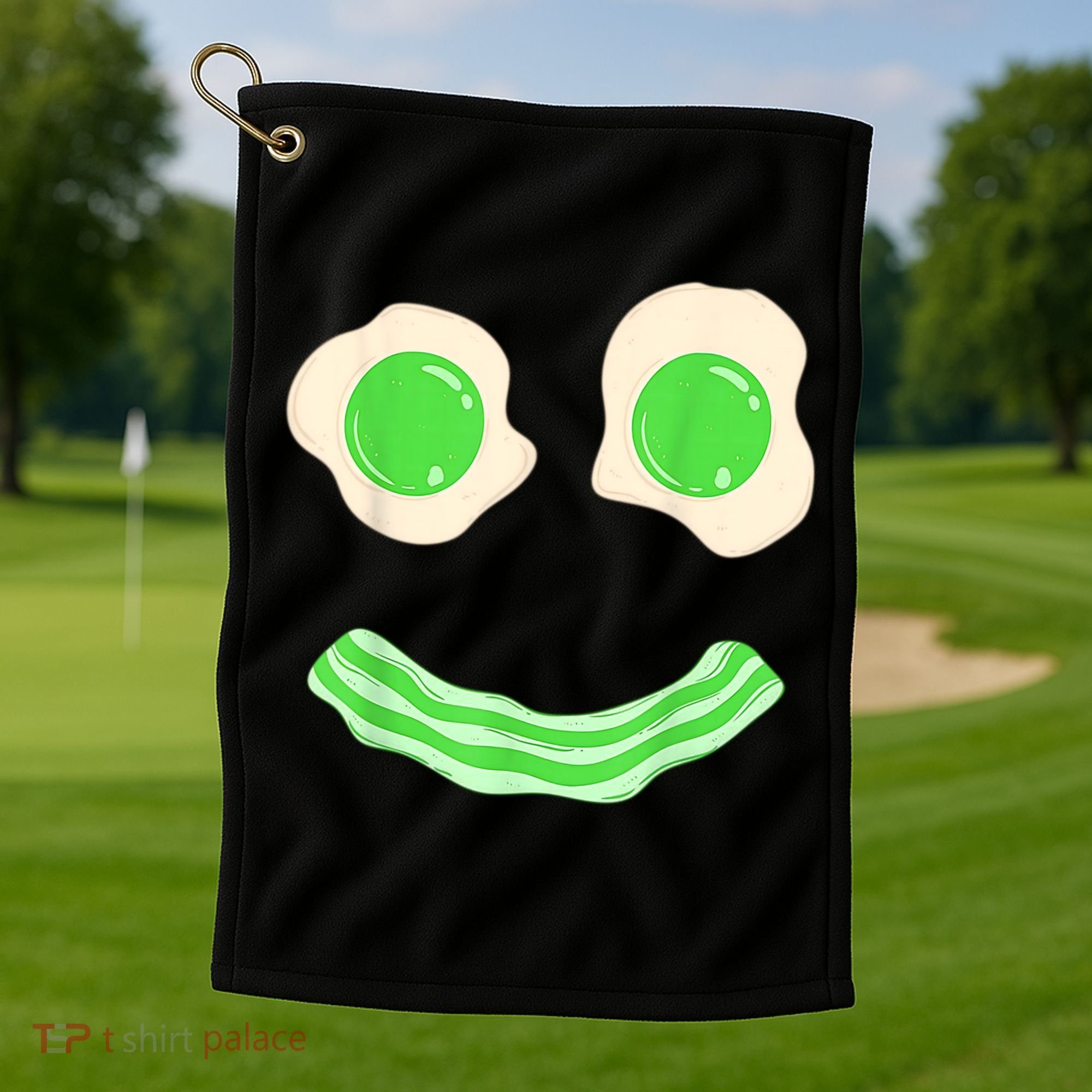 Green Eggs Ham Smile Face St Patrick's Day Golf Towel