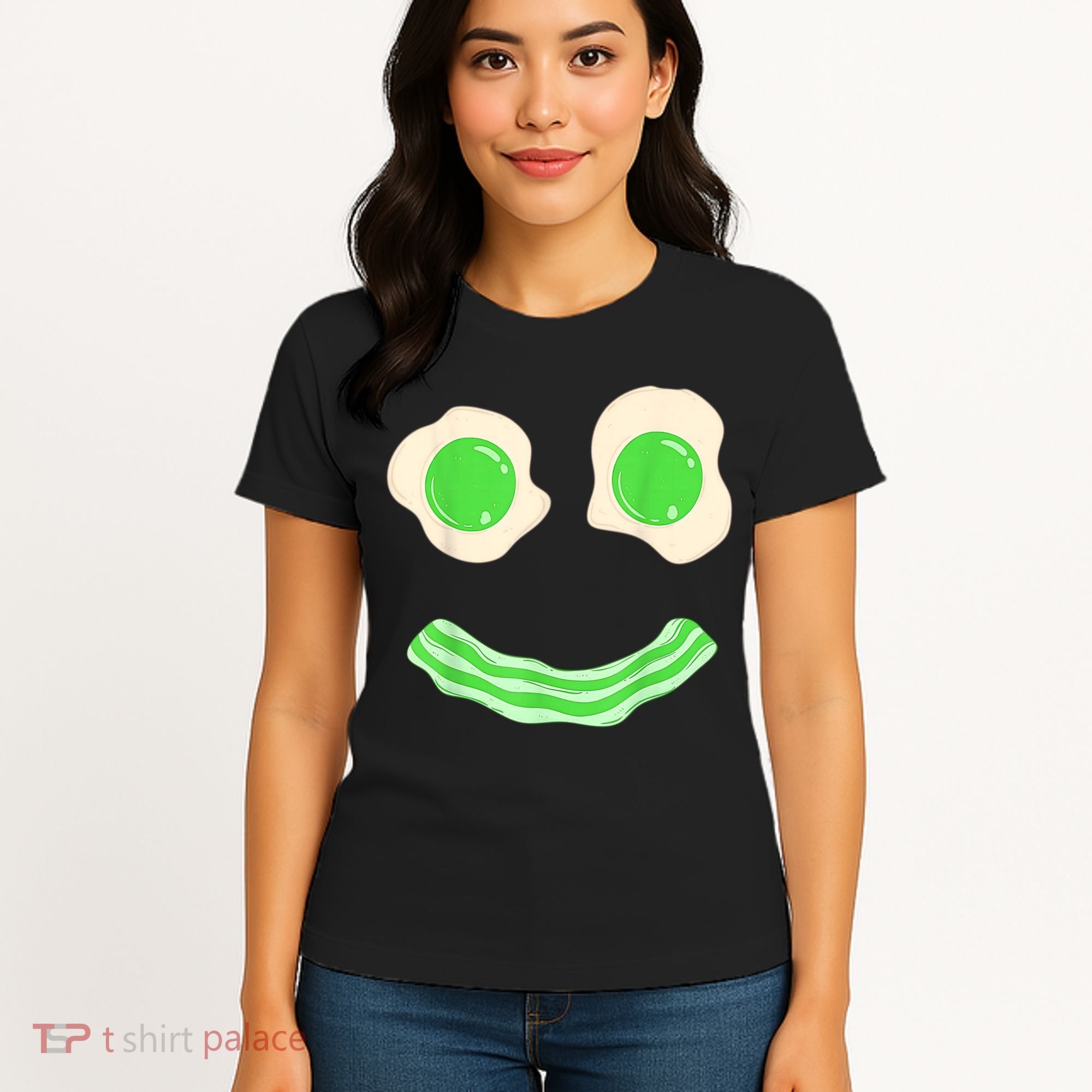 Green Eggs Ham Smile Face St Patrick's Day Women's T-Shirt