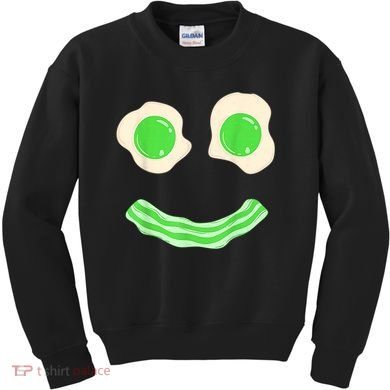 Green Eggs Ham Smile Face St Patrick's Day Kids Sweatshirt