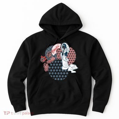 Geisha Fan Parasol Abstract Hoodie