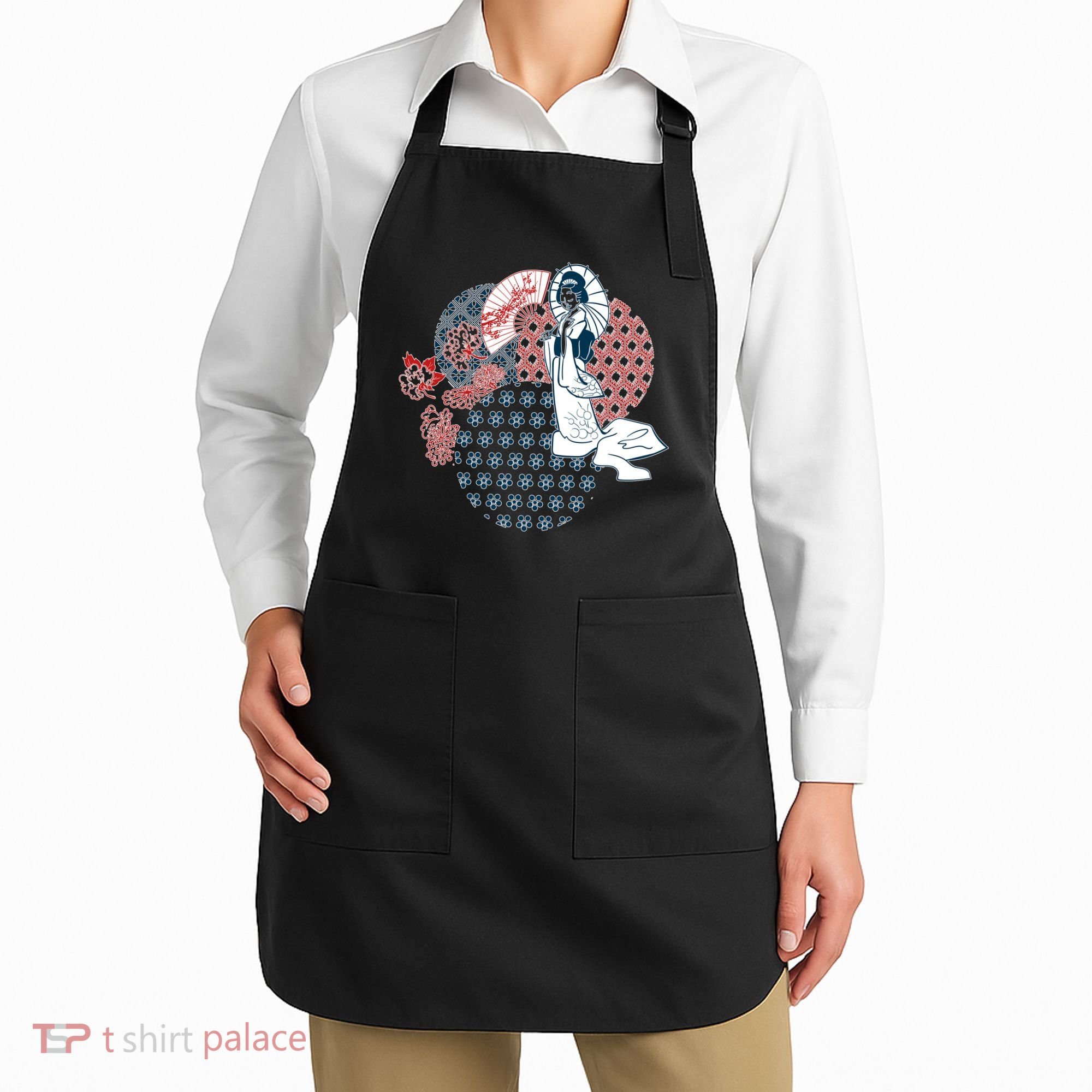 Geisha Fan Parasol Abstract Apron