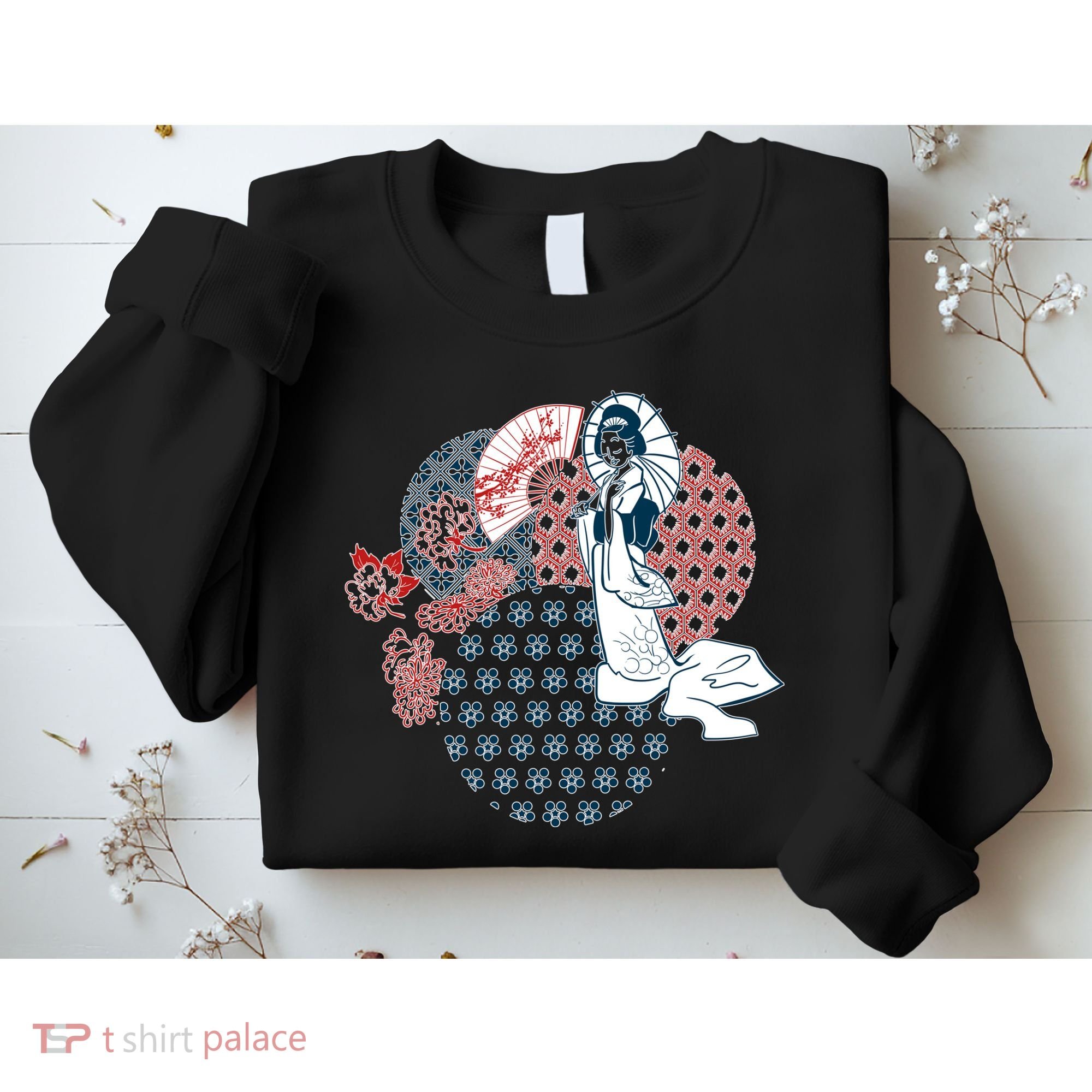 Geisha Fan Parasol Abstract Sweatshirt