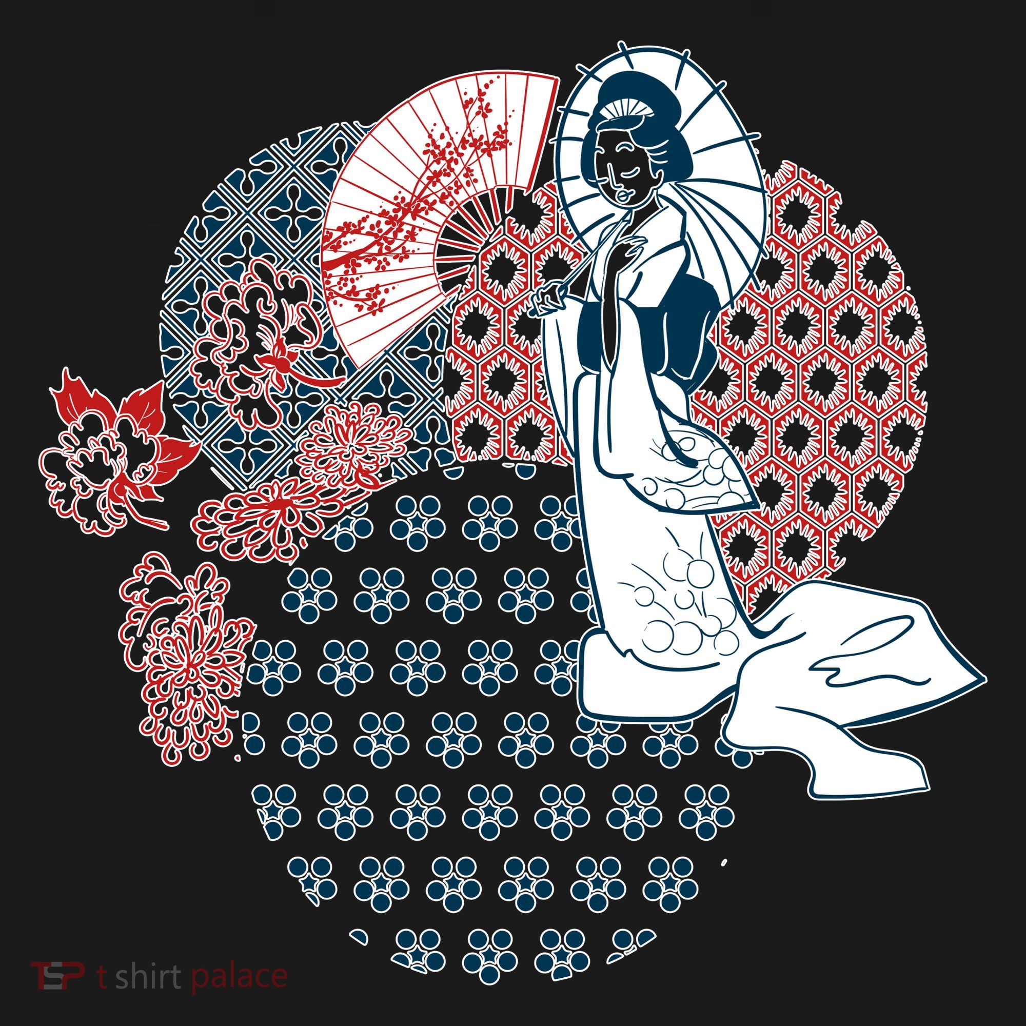 Geisha Fan Parasol Abstract Sweatshirt