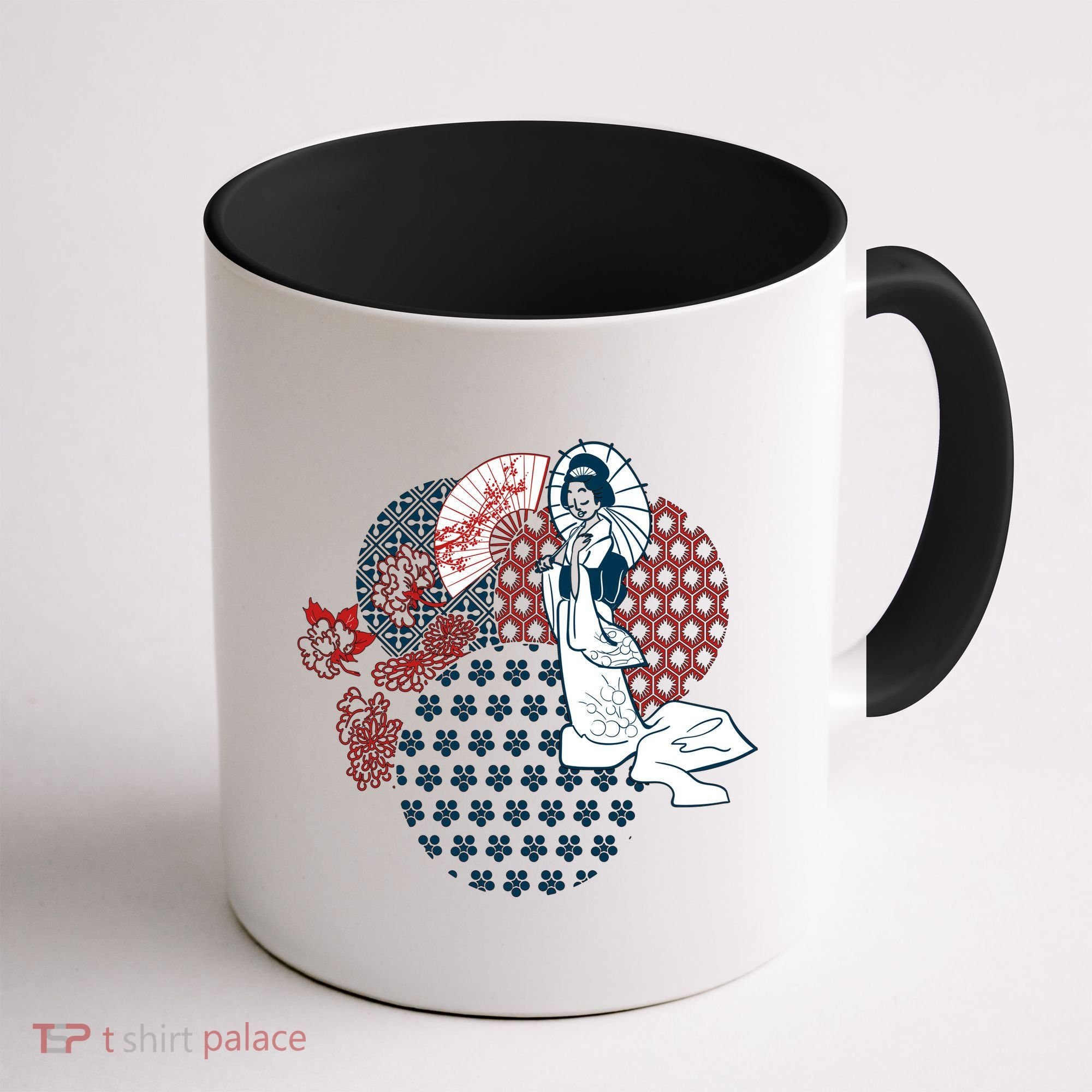 Geisha Fan Parasol Abstract Coffee Mug
