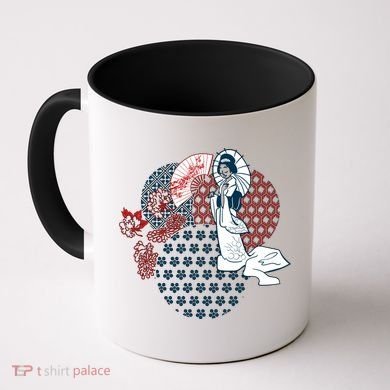 Geisha Fan Parasol Abstract Coffee Mug