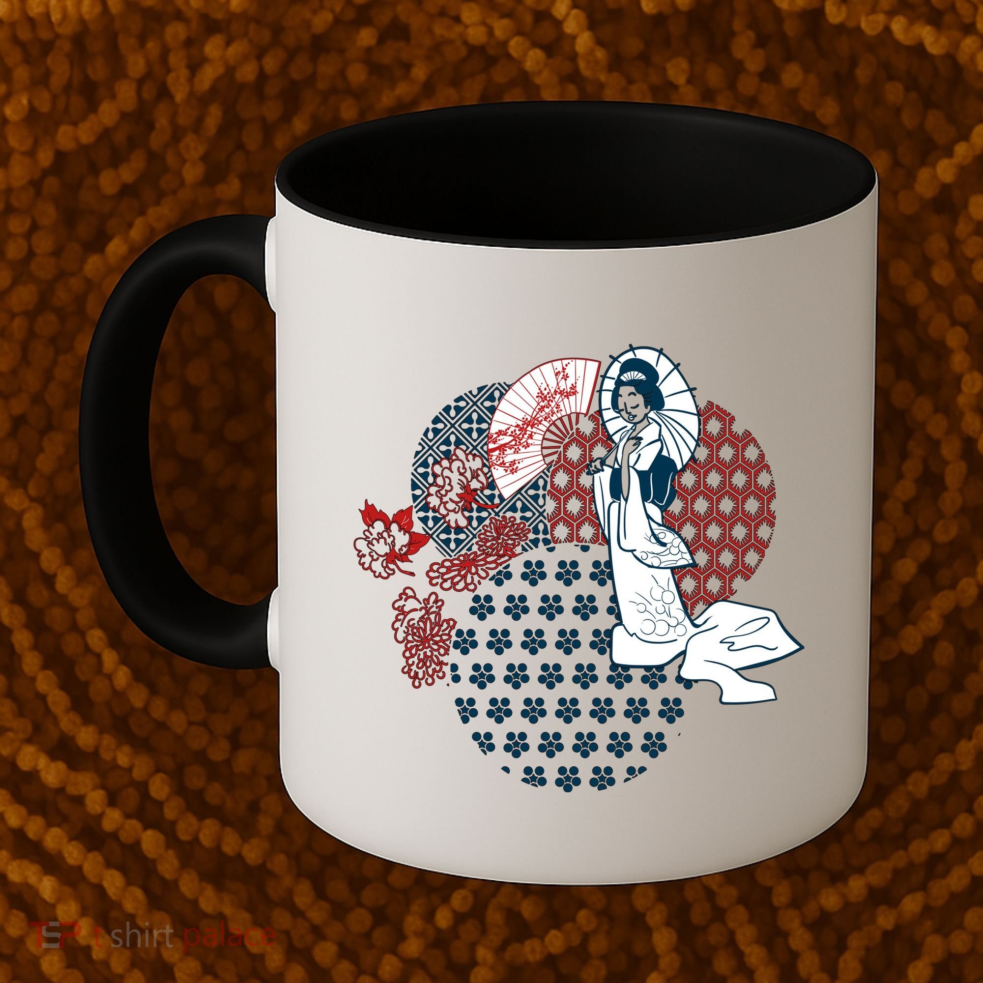 Geisha Fan Parasol Abstract Coffee Mug