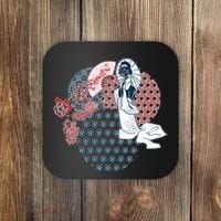 Geisha Fan Parasol Abstract Coaster thumb 0
