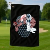 Geisha Fan Parasol Abstract Golf Towel thumb 1