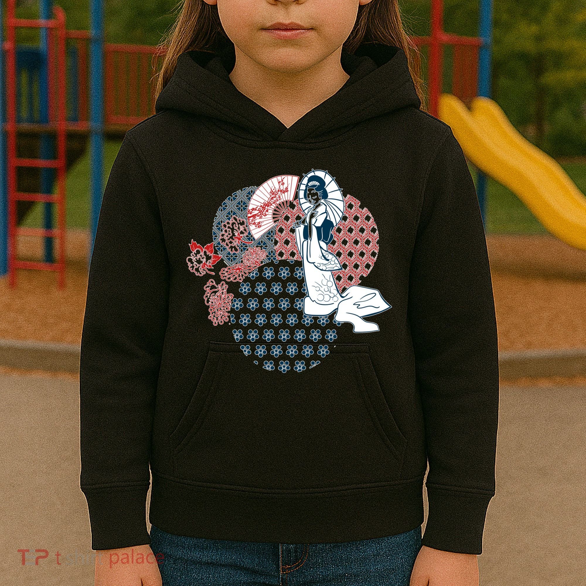 Geisha Fan Parasol Abstract Kids Hoodie