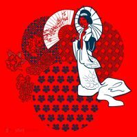 Geisha Fan Parasol Abstract Santa Hat thumb 1