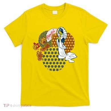 Geisha Fan Parasol Abstract T-Shirt