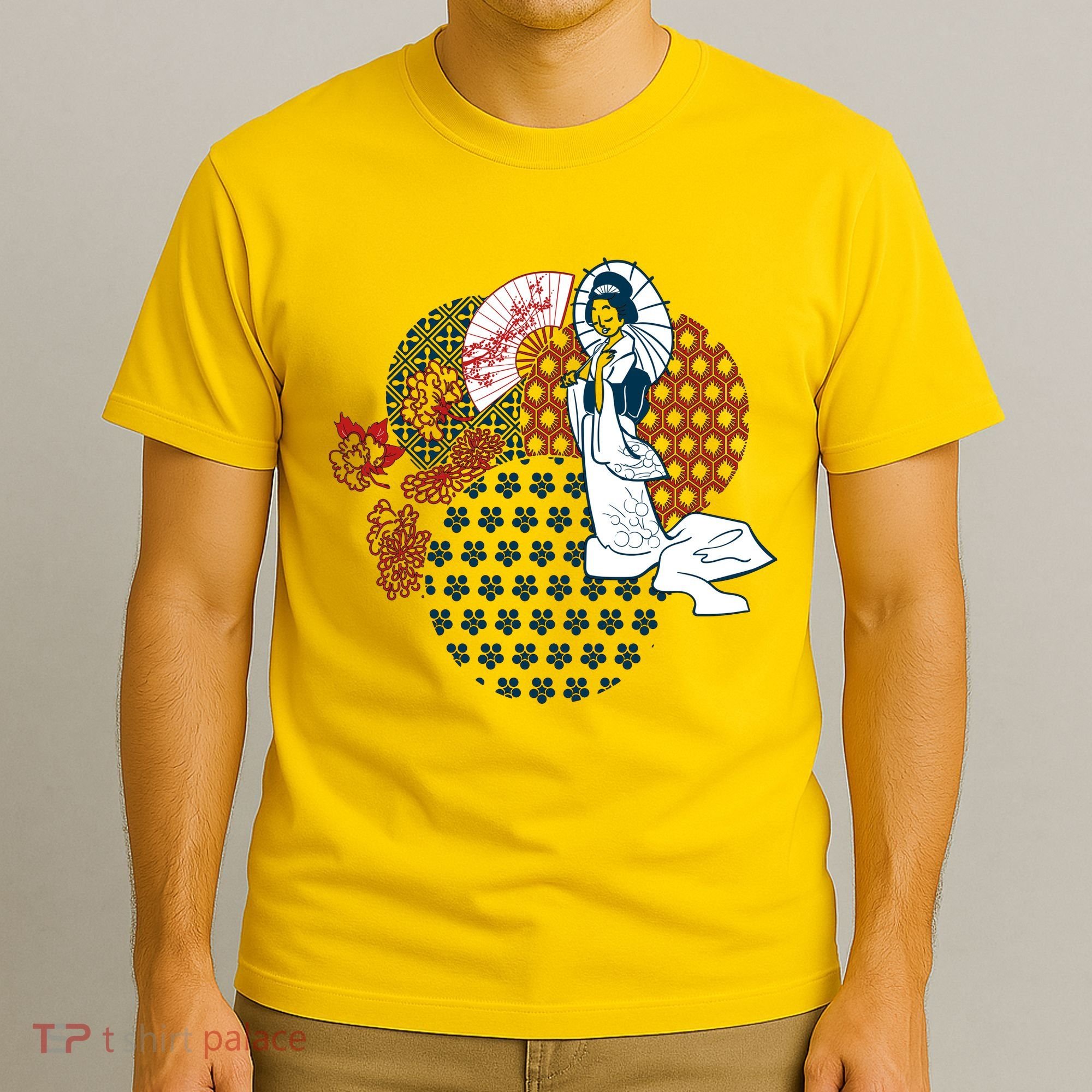 Geisha Fan Parasol Abstract T-Shirt
