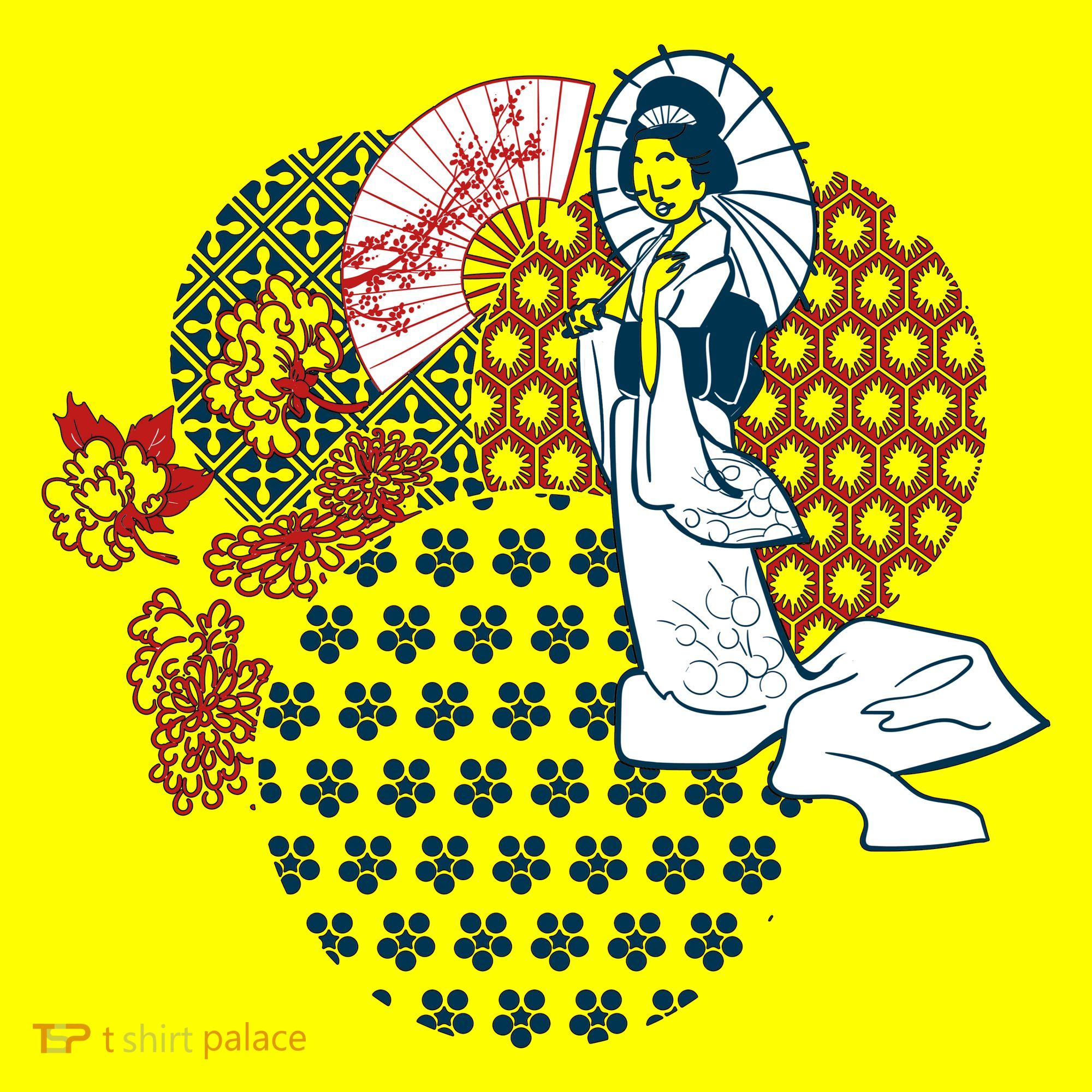Geisha Fan Parasol Abstract Baby Bodysuit