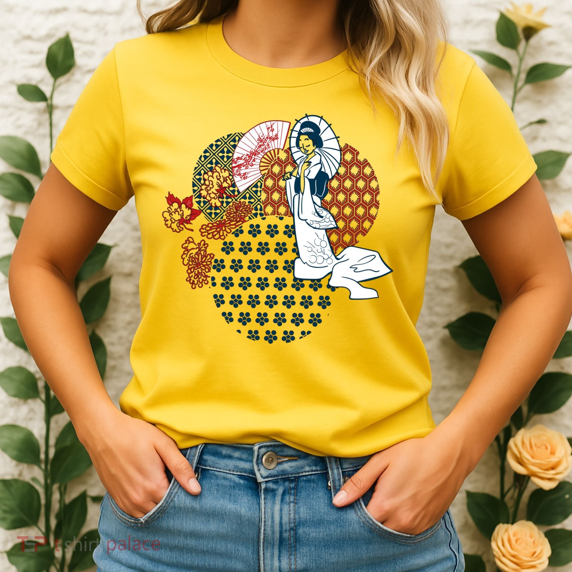 Geisha Fan Parasol Abstract Women's T-Shirt