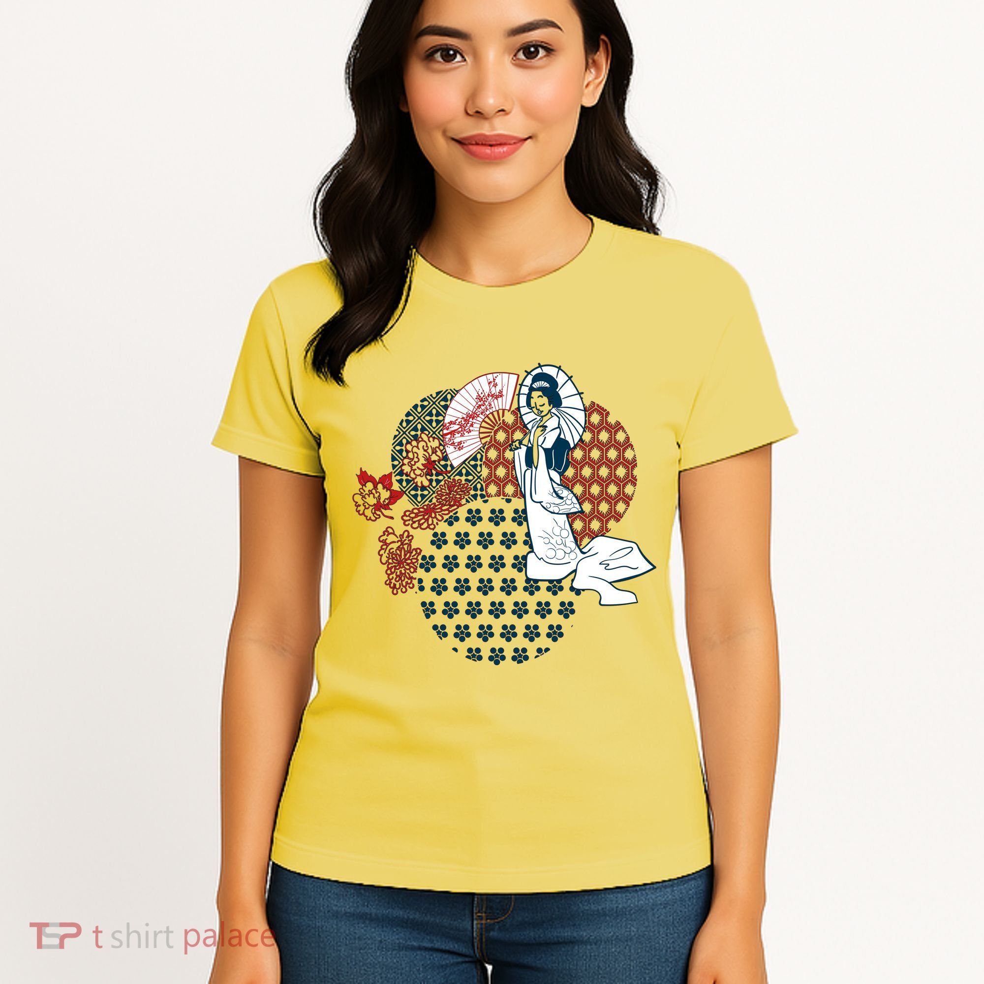 Geisha Fan Parasol Abstract Women's T-Shirt