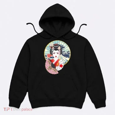 Geisha Great Wave Frame Fans Hoodie