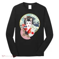 Geisha Great Wave Frame Fans Long Sleeve Shirt thumb 0