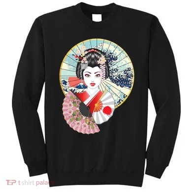 Geisha Great Wave Frame Fans Sweatshirt