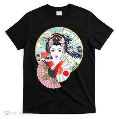 Geisha Great Wave Frame Fans T-Shirt