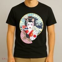 Geisha Great Wave Frame Fans T-Shirt thumb 3