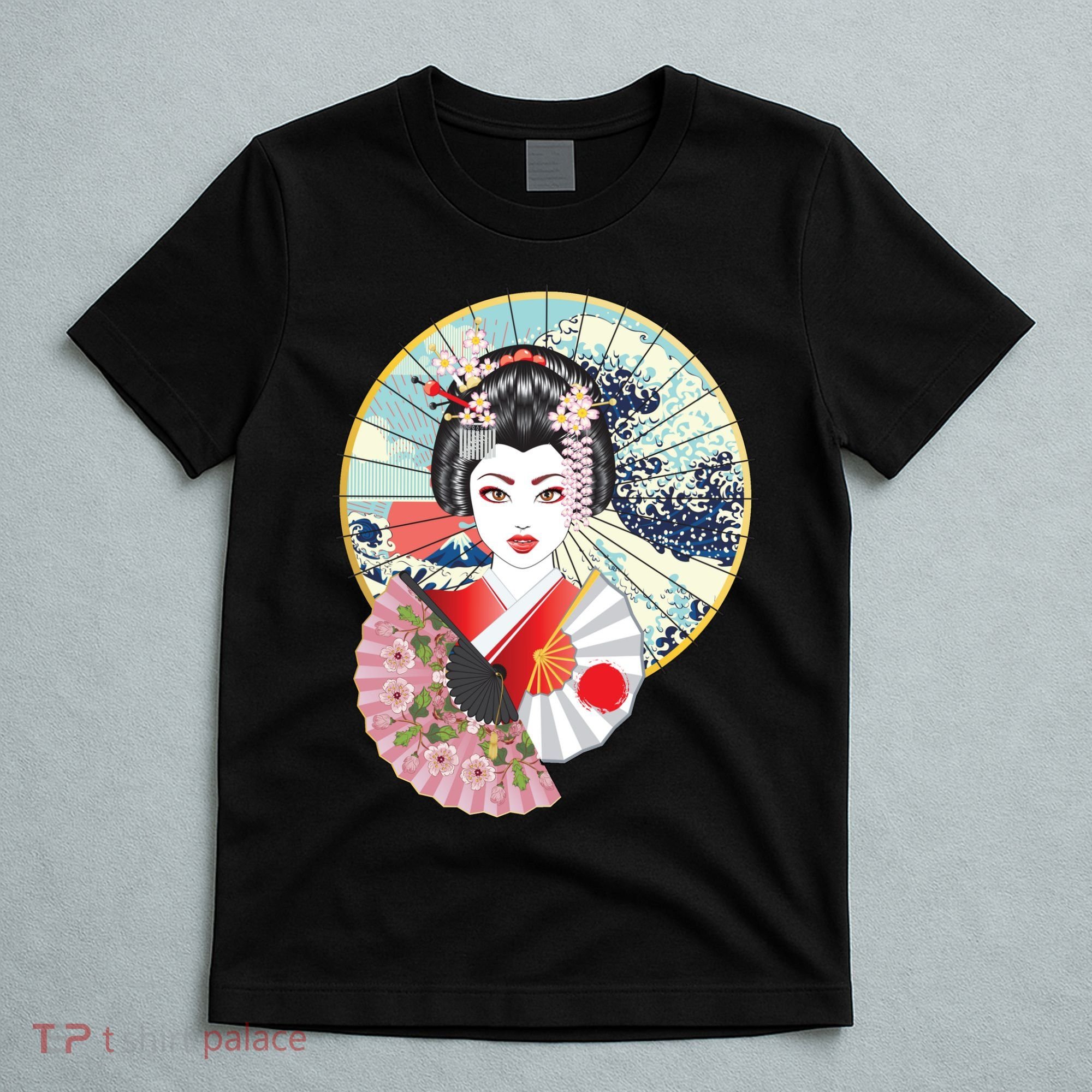 Geisha Great Wave Frame Fans T-Shirt