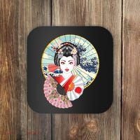 Geisha Great Wave Frame Fans Coaster thumb 0