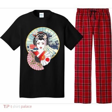Geisha Great Wave Frame Fans Pajama Set