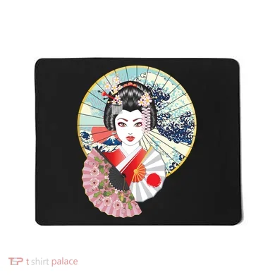 Geisha Great Wave Frame Fans Mousepad
