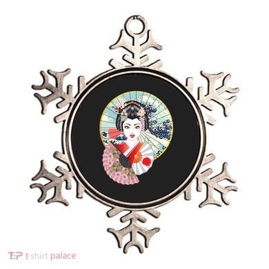 Geisha Great Wave Frame Fans Ornament