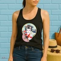 Geisha Great Wave Frame Fans Women's Tank Top thumb 2