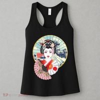 Geisha Great Wave Frame Fans Women's Tank Top thumb 3