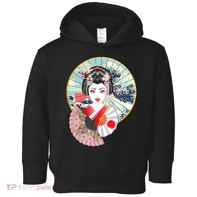 Geisha Great Wave Frame Fans Toddler Hoodie