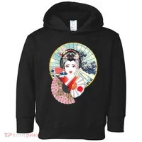 Geisha Great Wave Frame Fans Toddler Hoodie thumb 0