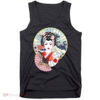 Geisha Great Wave Frame Fans Tank Top thumb 0
