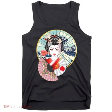 Geisha Great Wave Frame Fans Tank Top