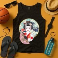 Geisha Great Wave Frame Fans Tank Top thumb 4