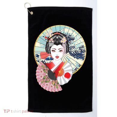 Geisha Great Wave Frame Fans Golf Towel