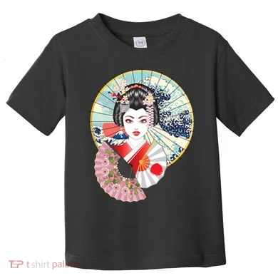 Geisha Great Wave Frame Fans Toddler T-Shirt