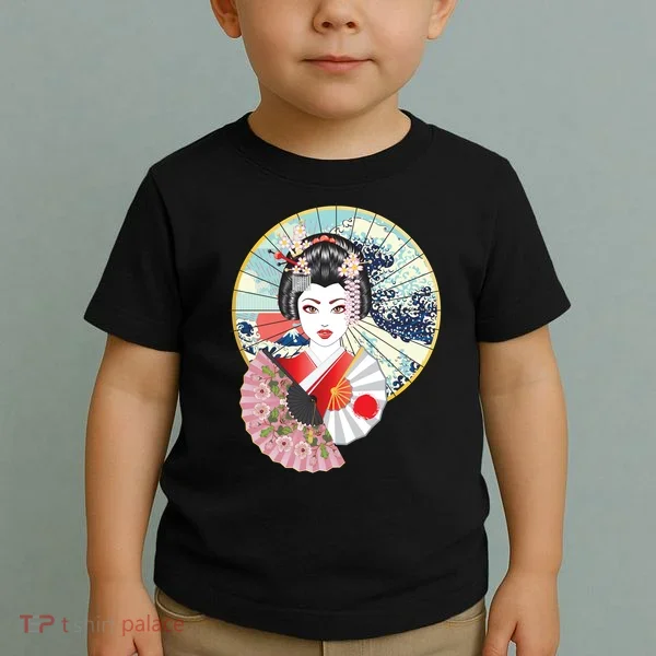 Geisha Great Wave Frame Fans Toddler T-Shirt