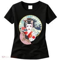 Geisha Great Wave Frame Fans Women's T-Shirt thumb 0