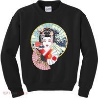Geisha Great Wave Frame Fans Kids Sweatshirt thumb 0