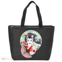 Geisha Great Wave Frame Fans Tote Bag thumb 0