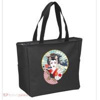 Geisha Great Wave Frame Fans Tote Bag thumb 2