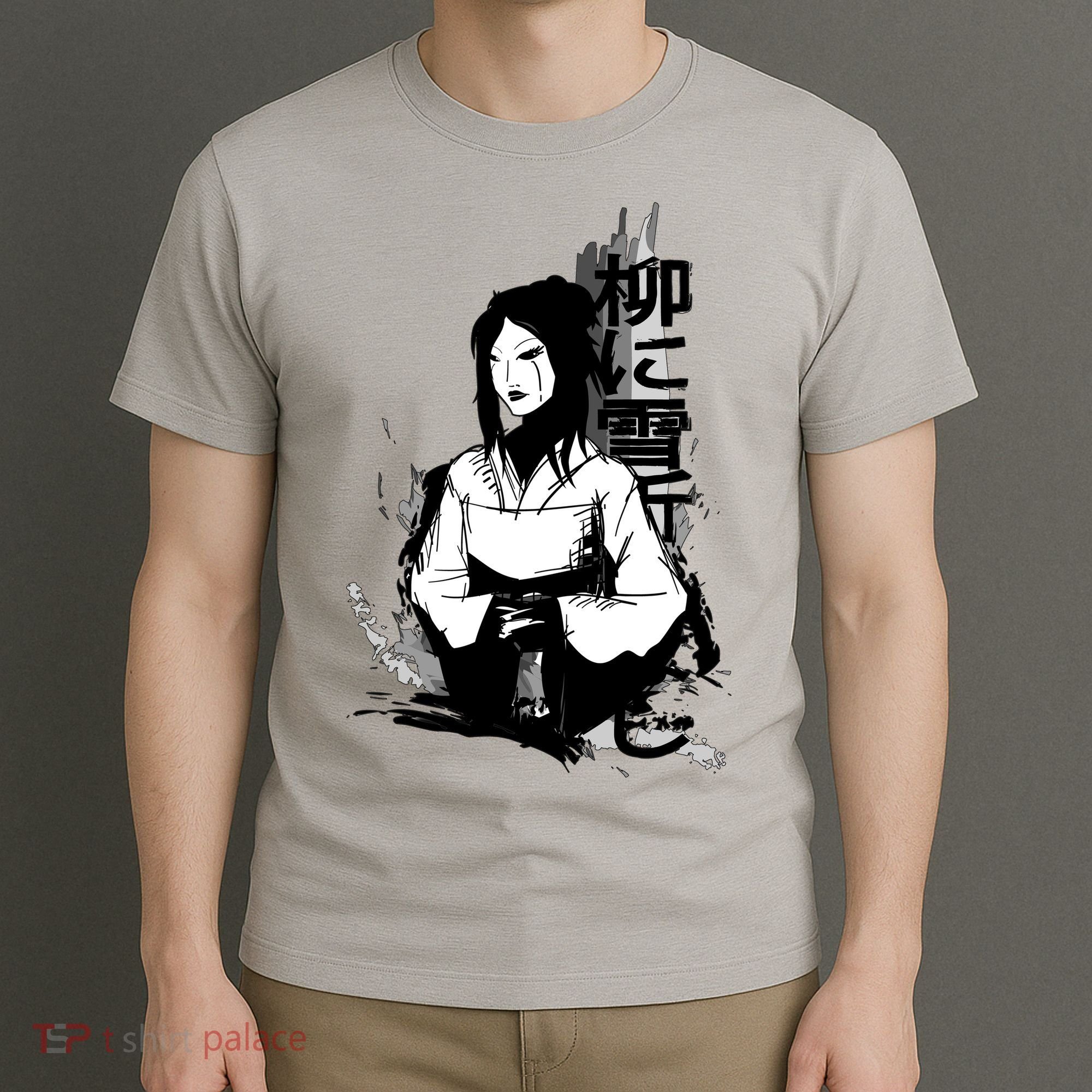 Geisha Japanese Script Greyscale T-Shirt