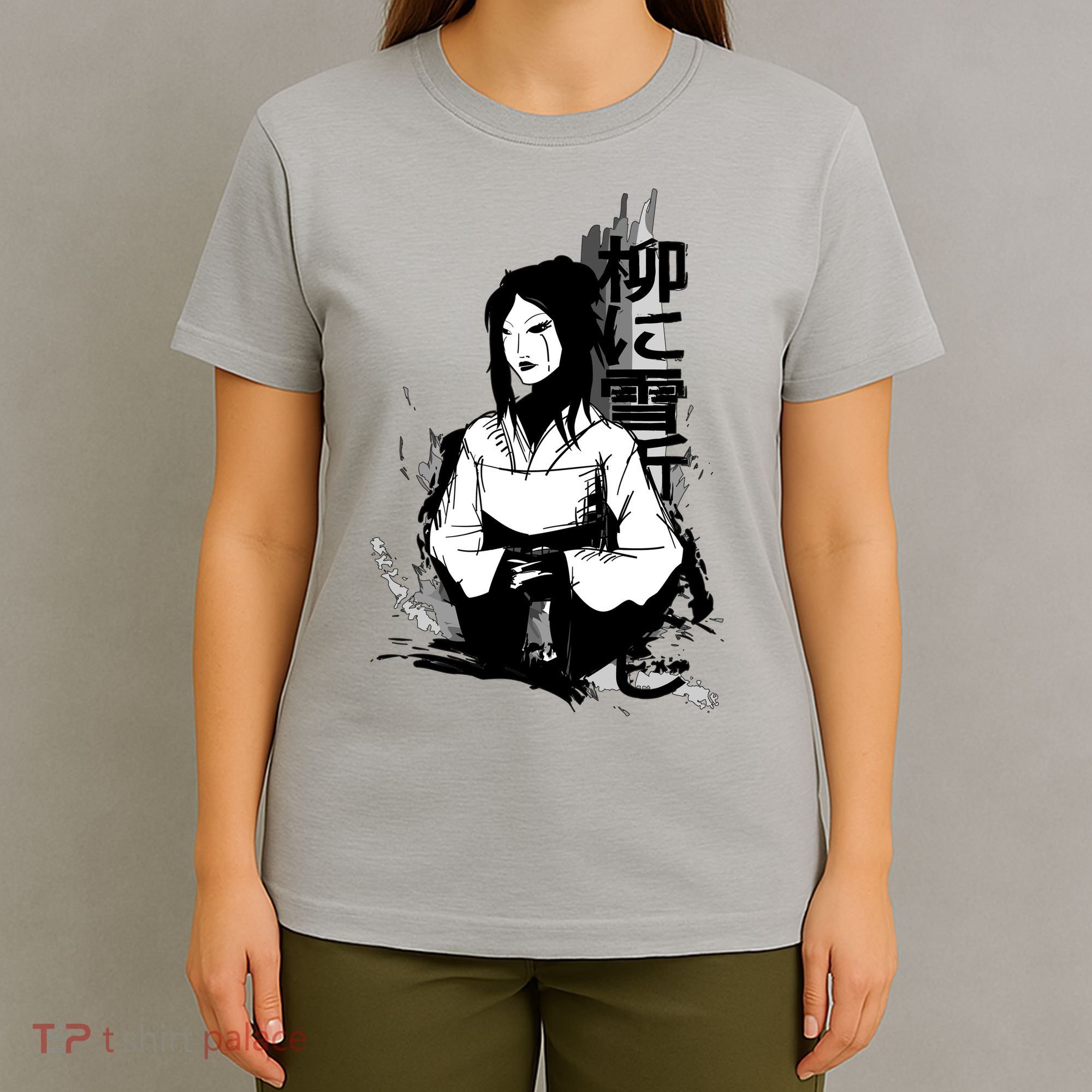 Geisha Japanese Script Greyscale T-Shirt